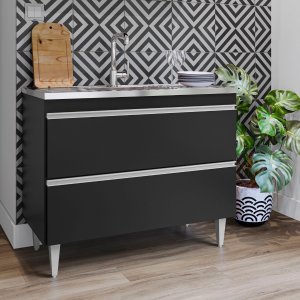 Balcao Pia Cozinha Compacto 1 M 2 Portas sem Tampo Madeira Cor,:preto