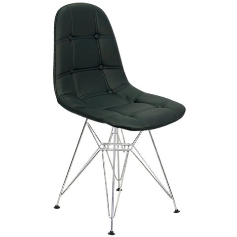 Cadeira Charles Eames Botonê Eiffel Base Metal Cromado - Preto