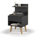 Ver imagem 4 de Mesa de Cabeceira Sleep com 1 Gaveta com Pés Estilo Retrô - Preto
