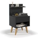 Ver imagem 1 de Mesa de Cabeceira Sleep com 1 Gaveta com Pés Estilo Retrô - Preto