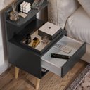 Ver imagem 5 de Mesa de Cabeceira Sleep com 1 Gaveta com Pés Estilo Retrô - Preto