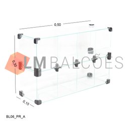 Baleiro Expositor Preto de Vidro - 0,50 X 0,30 X 0,15m - 2