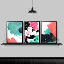 Ver imagem 1 de Kit 3 Quadros Decorativos Mickey Abstrato 45x34cm:Madeira branca