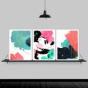 Ver imagem 2 de Kit 3 Quadros Decorativos Mickey Abstrato 45x34cm:Madeira branca