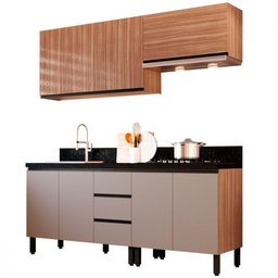 Cozinha Compacta Cedro 8 Portas 3 Gavetas Montana/fumê - Quiditá Móveis - 2
