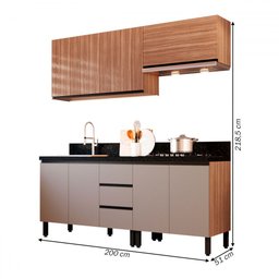 Cozinha Compacta Cedro 8 Portas 3 Gavetas Montana/fumê - Quiditá Móveis - 4