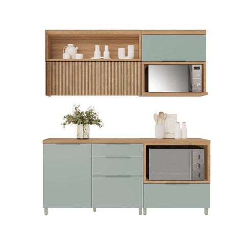 Cozinha Modulada Completa Marquesa 4 Peças (2aéreos+2balcões) C4p24 Nature - Nesher