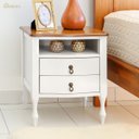 Ver imagem 1 de Mesa de Cabeceira Clássica 2 Gavetas com Nicho Pés Luiz Xv 1052