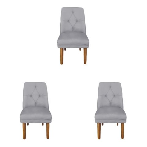 Kit 3 Cadeiras de Jantar Helena Corino Cinza - Dominic Decor