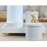 Kit Higiene Bebê Porcelana Maternidade + Bandeja + Térmica 500 Ml - K012 Urso Dourado - 2