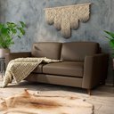 Ver imagem 1 de Sofá Sala de Estar Living 3 Lugares 220cm Presley Pés Madeira Couro Capuccino G52 - Gran Belo