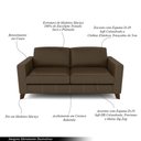 Ver imagem 7 de Sofá Sala de Estar Living 3 Lugares 220cm Presley Pés Madeira Couro Capuccino G52 - Gran Belo