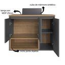 Ver imagem 5 de Gabinete de Banheiro Suspenso 80cm Cecília com 03 Portas e 01 Nicho Mel/grafite com Cuba Preta