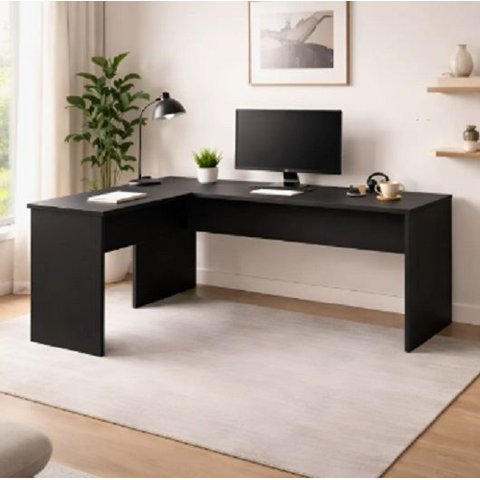 Mesa L Savoia 200x170cm Mdp Tampo 40mm Escrivaninha Preto