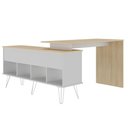 Ver imagem 6 de Mesa para Escritório Escrivaninha em L Home Office Kalil A02 Carvalho Branco - Lyam Decor