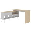Ver imagem 1 de Mesa para Escritório Escrivaninha em L Home Office Kalil A02 Carvalho Branco - Lyam Decor
