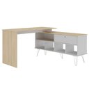 Ver imagem 3 de Mesa para Escritório Escrivaninha em L Home Office Kalil A02 Carvalho Branco - Lyam Decor