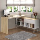 Ver imagem 2 de Mesa para Escritório Escrivaninha em L Home Office Kalil A02 Carvalho Branco - Lyam Decor