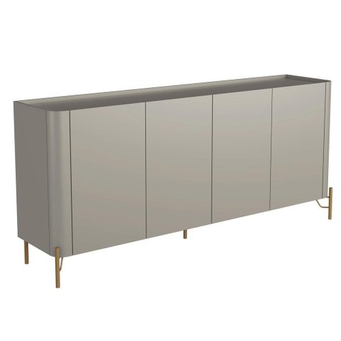 Aparador Buffet para Sala de Jantar 4 Portas Pés Industrial Dourado Naim I03 Grigio - Lyam Decor