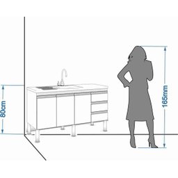 Balcão de Cozinha 100% MDF Ibiza para Pia 134 cm Amendoa/Off White - Mgm - 8