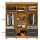 Ver imagem 4 de Guarda Roupa Casal Londres com Espelho e Armário Multiuso New Egito Carvalho Americano Grafite - Inc