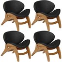 Ver imagem 1 de Kit 4 Poltronas Decorativa Orgânica Sala Living Kadosh L02 Couríssimo Preto Brilho