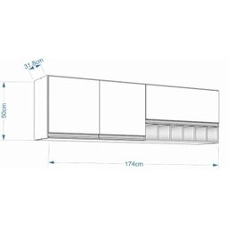 Armário de Cozinha Aereo 100% MDF Prisma 174cm Branco - Mgm - 6 Armário de Cozinha Aereo 100% MDF Prisma 174cm Branco - Mgm - 6