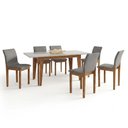 Ver imagem 2 de Mesa de Jantar Bella 160x80cm Cinamomo Off White com Kit 6 Cadeiras Bella Linho Prata - Valdemó