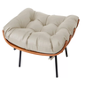Poltrona Costela com Puff - Linho Bege - 5
