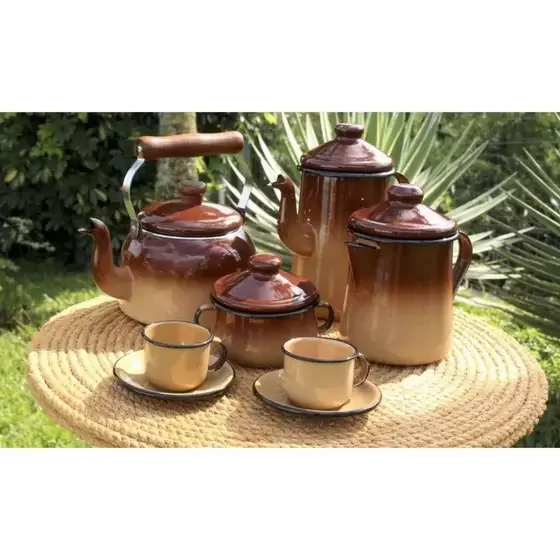 Leiteira Tradicional 12 Esmaltada Vermelha - 1100 Ml - Ewel:marrom - 2