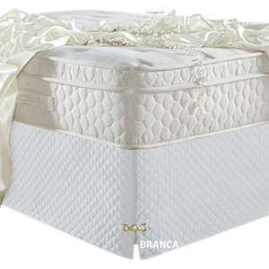 Saia Box Casal Padrão Branca Matelassado Serve para Cama Baú