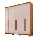 Ver imagem 2 de Guarda-roupa Casal Lublin 6 Portas 6 Gavetas Cinamomo/off White - Pnr Móveis