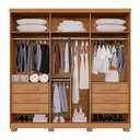 Ver imagem 3 de Guarda-roupa Casal Lublin 6 Portas 6 Gavetas Cinamomo/off White - Pnr Móveis