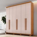 Ver imagem 1 de Guarda-roupa Casal Lublin 6 Portas 6 Gavetas Cinamomo/off White - Pnr Móveis