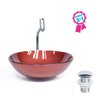 Combo 3 em 1 Cuba de Vidro Redonda 35cm Marsala + Torneira Algarve + Válvula Beirute Vermelho Cereja - 2