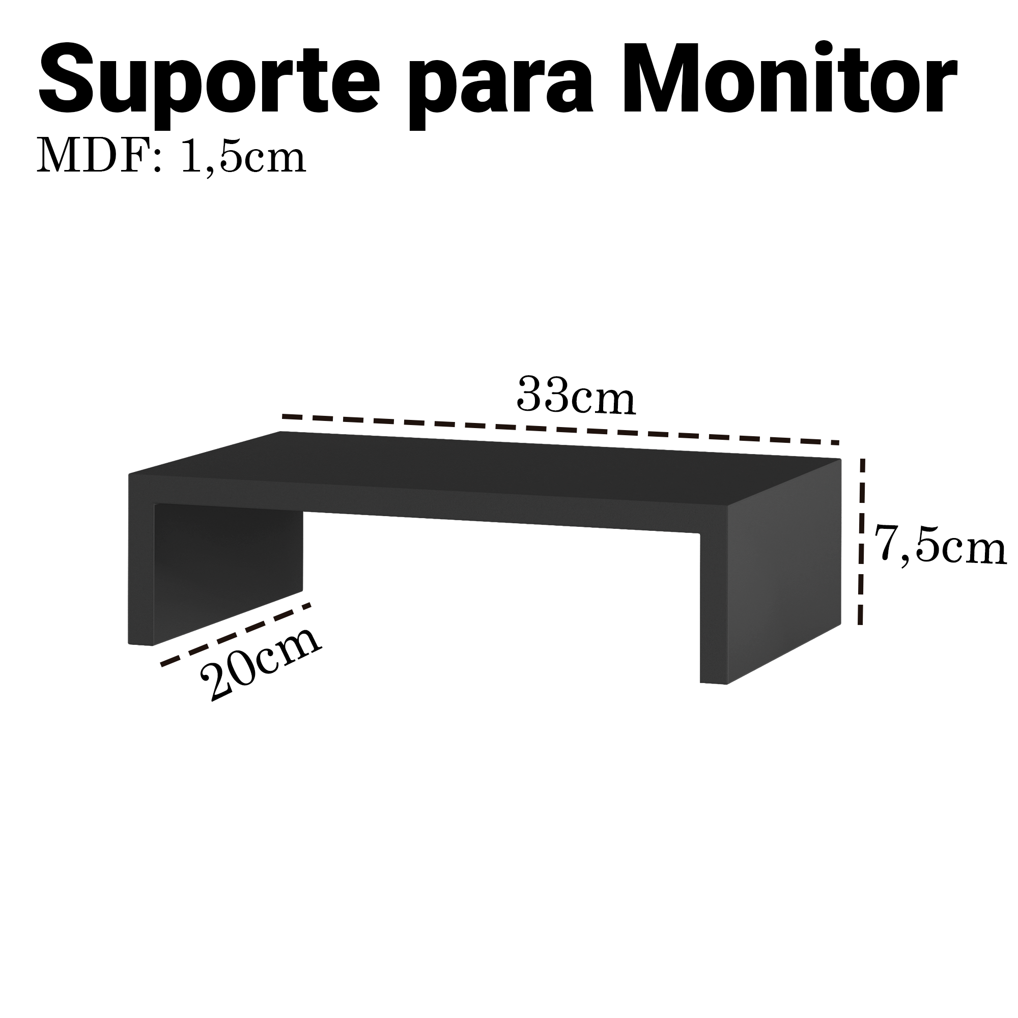 Suporte para Monitor - de Mesa - Ead Home Office Mdf Organização 33cm X 20cm - 3