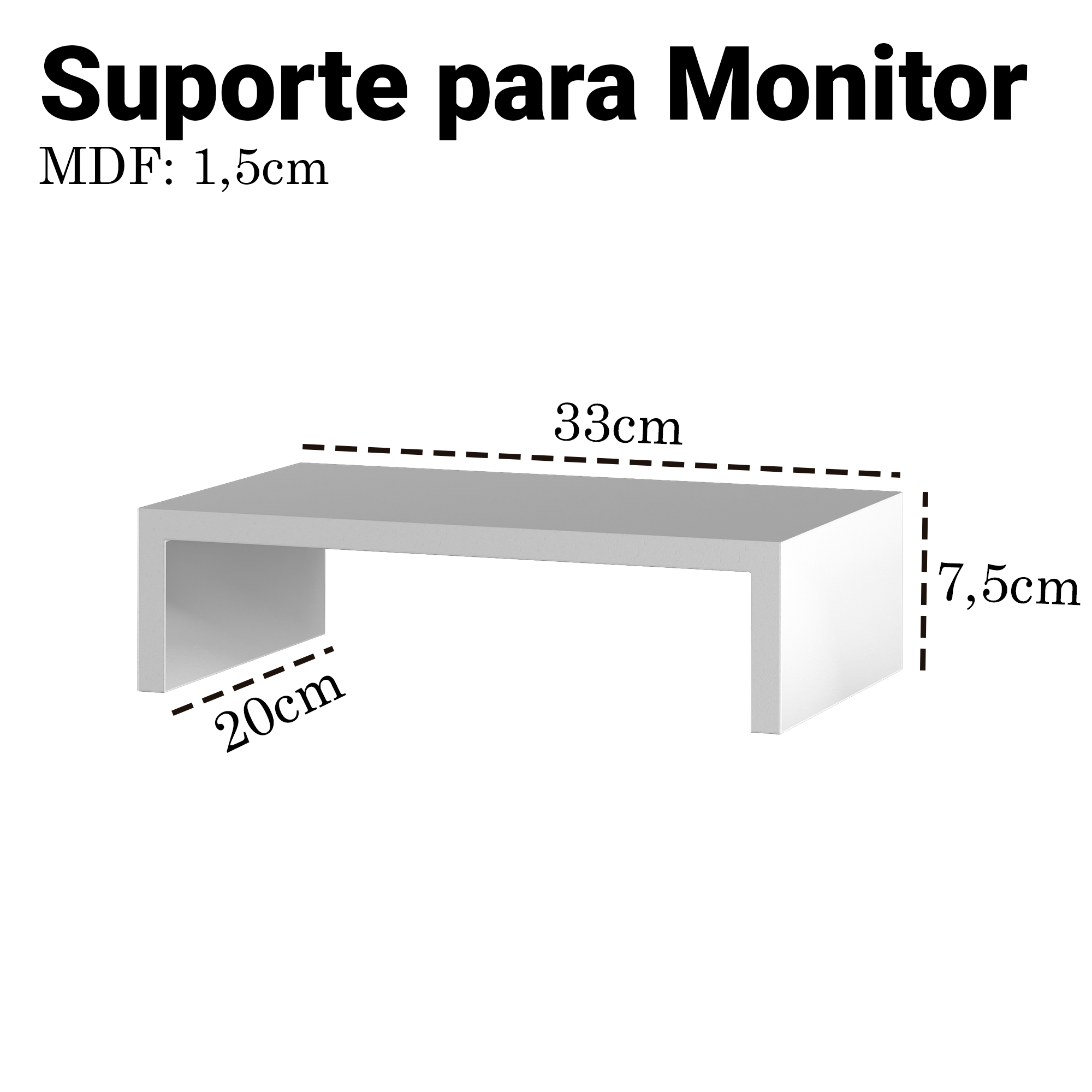 Suporte para Monitor - de Mesa - Ead Home Office Mdf Organização 33cm X 20cm - 2