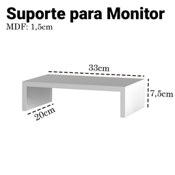 Suporte para Monitor - de Mesa - Ead Home Office Mdf Organização 33cm X 20cm - 2