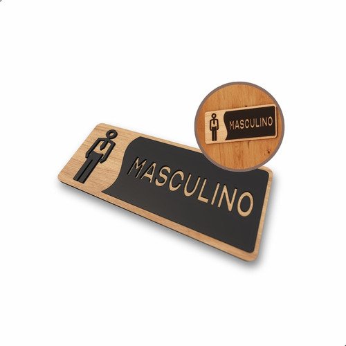 Placa de Banheiro Placas para Banheiro Feminino Masculino:preto - Masculino 12x26 - 5