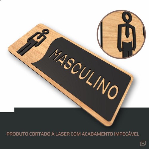 Placa de Banheiro Placas para Banheiro Feminino Masculino:preto - Masculino 12x26 - 4