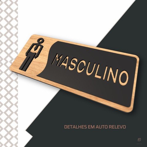 Placa de Banheiro Placas para Banheiro Feminino Masculino:preto - Masculino 12x26 - 7