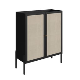 Armário Cristaleira Bar 2 Portas 93cm Palhinha Pé Madeira 27929 Oslo Artesano - Nero/preto - 2