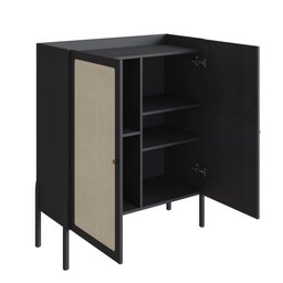 Armário Cristaleira Bar 2 Portas 93cm Palhinha Pé Madeira 27929 Oslo Artesano - Nero/preto - 6