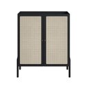 Ver imagem 3 de Armário Cristaleira Bar 2 Portas 93cm Palhinha Pé Madeira 27929 Oslo Artesano - Nero/preto