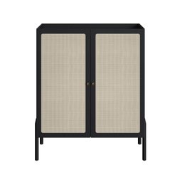 Armário Cristaleira Bar 2 Portas 93cm Palhinha Pé Madeira 27929 Oslo Artesano - Nero/preto - 3