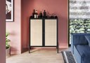 Ver imagem 1 de Armário Cristaleira Bar 2 Portas 93cm Palhinha Pé Madeira 27929 Oslo Artesano - Nero/preto