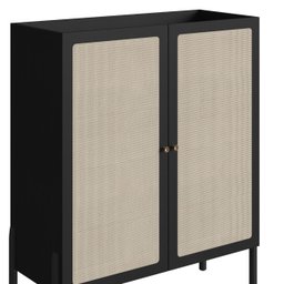 Armário Cristaleira Bar 2 Portas 93cm Palhinha Pé Madeira 27929 Oslo Artesano - Nero/preto - 5