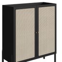 Ver imagem 5 de Armário Cristaleira Bar 2 Portas 93cm Palhinha Pé Madeira 27929 Oslo Artesano - Nero/preto