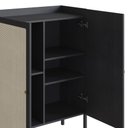 Ver imagem 4 de Armário Cristaleira Bar 2 Portas 93cm Palhinha Pé Madeira 27929 Oslo Artesano - Nero/preto