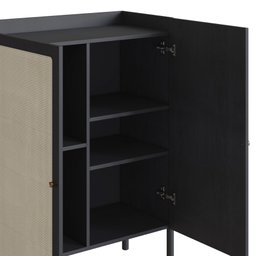 Armário Cristaleira Bar 2 Portas 93cm Palhinha Pé Madeira 27929 Oslo Artesano - Nero/preto - 4
